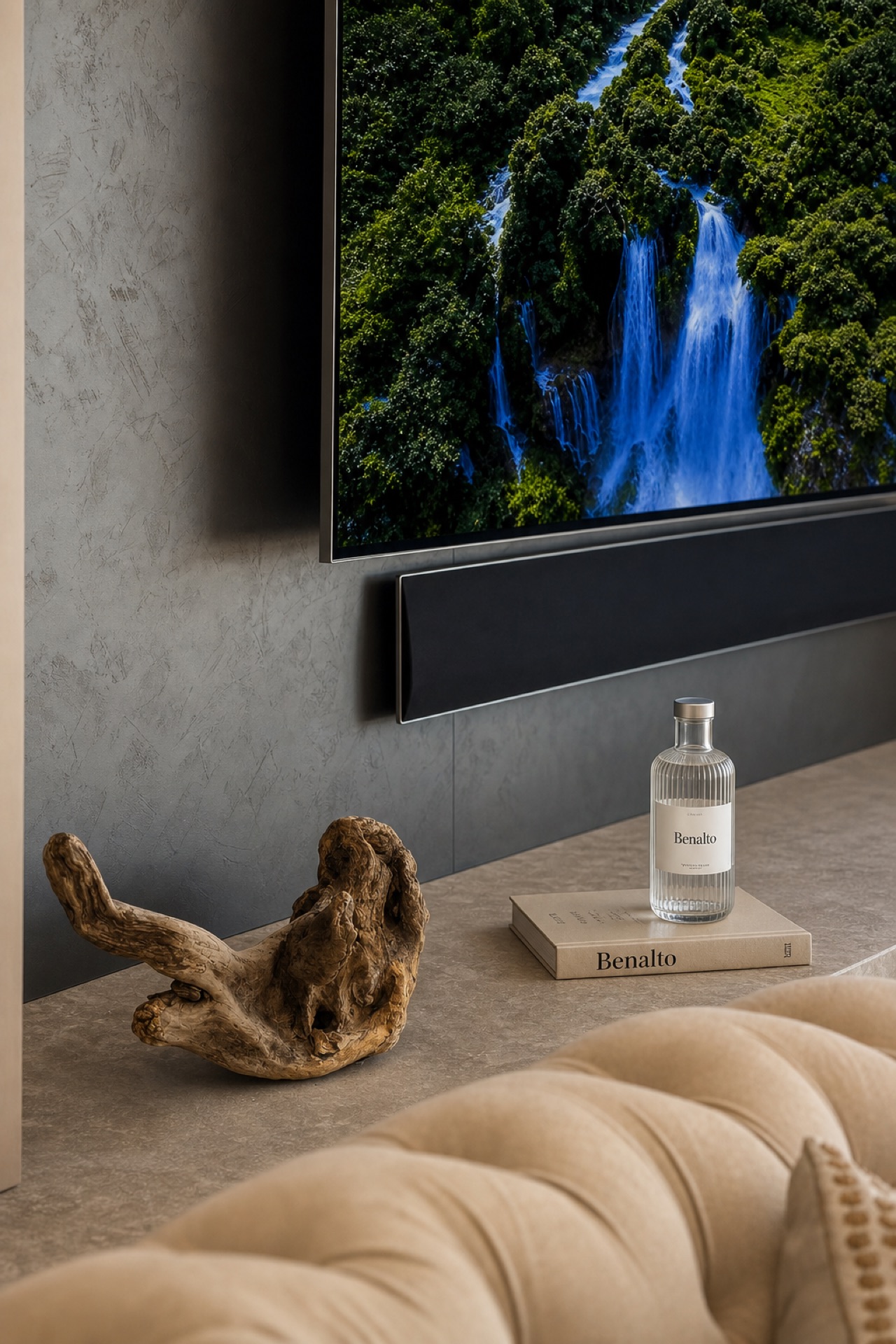 Living room decor detail at the La Isla penthouse