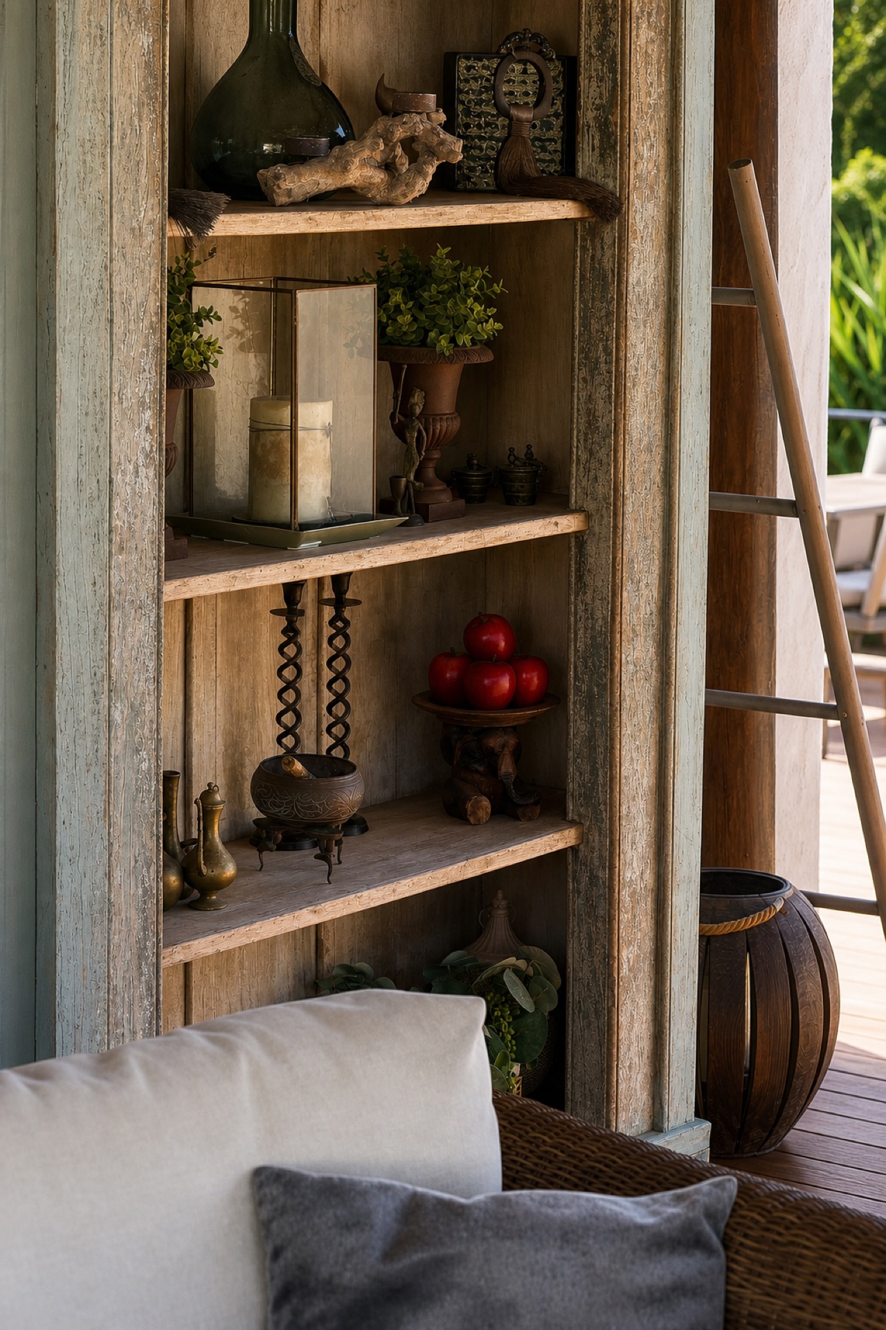 Decorative shelf living room at the La Isla penthouse
