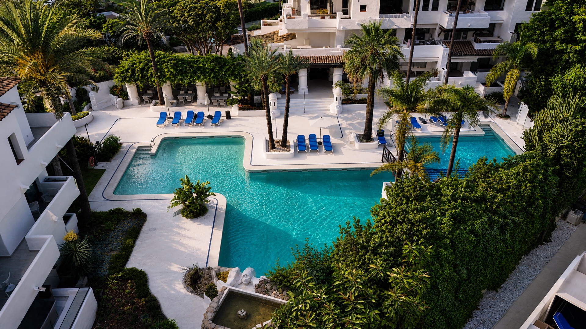 Communal pool area at the La Isla penthouse
