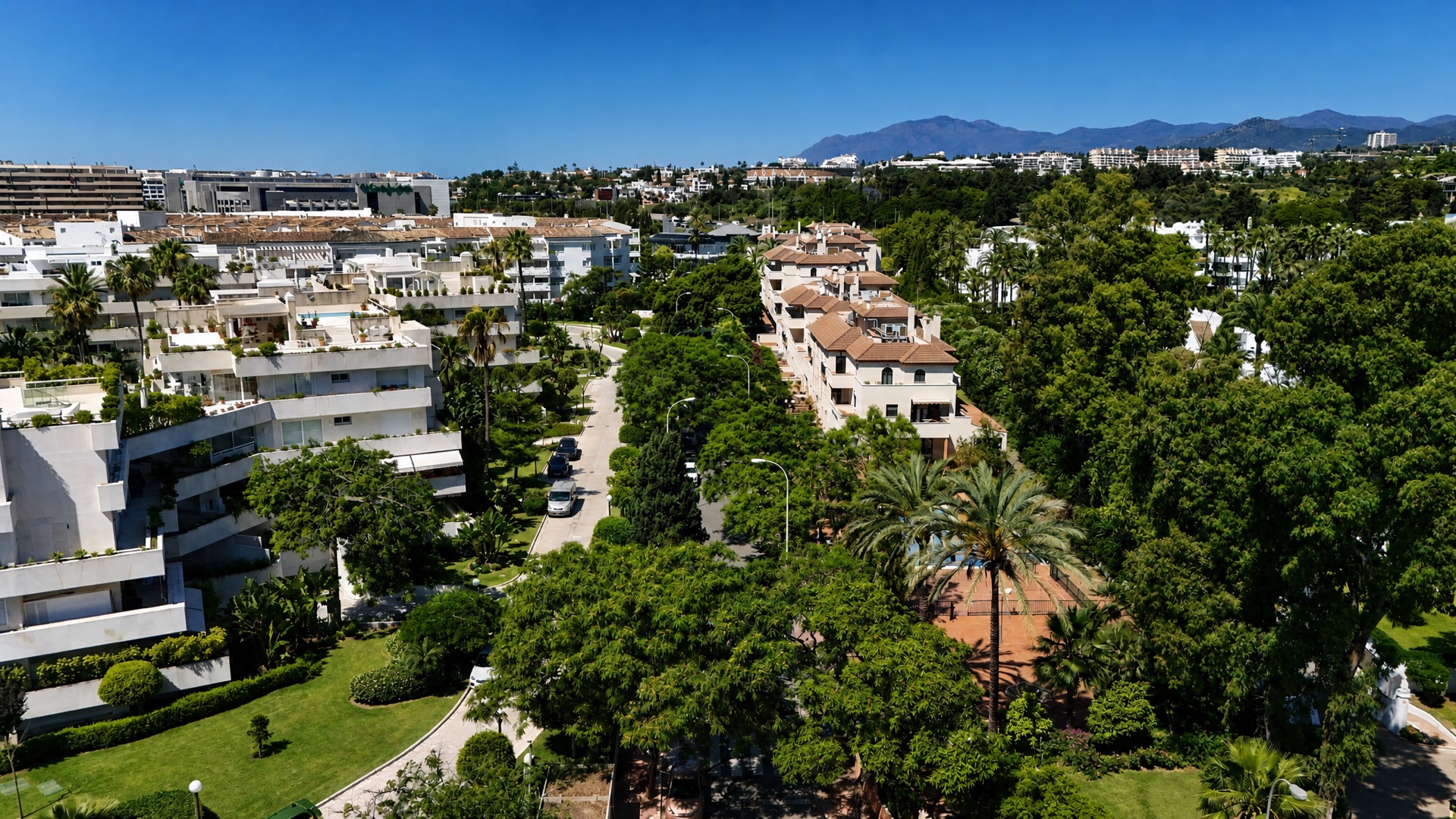 Community gardens and residential area at the La Isla penthouse