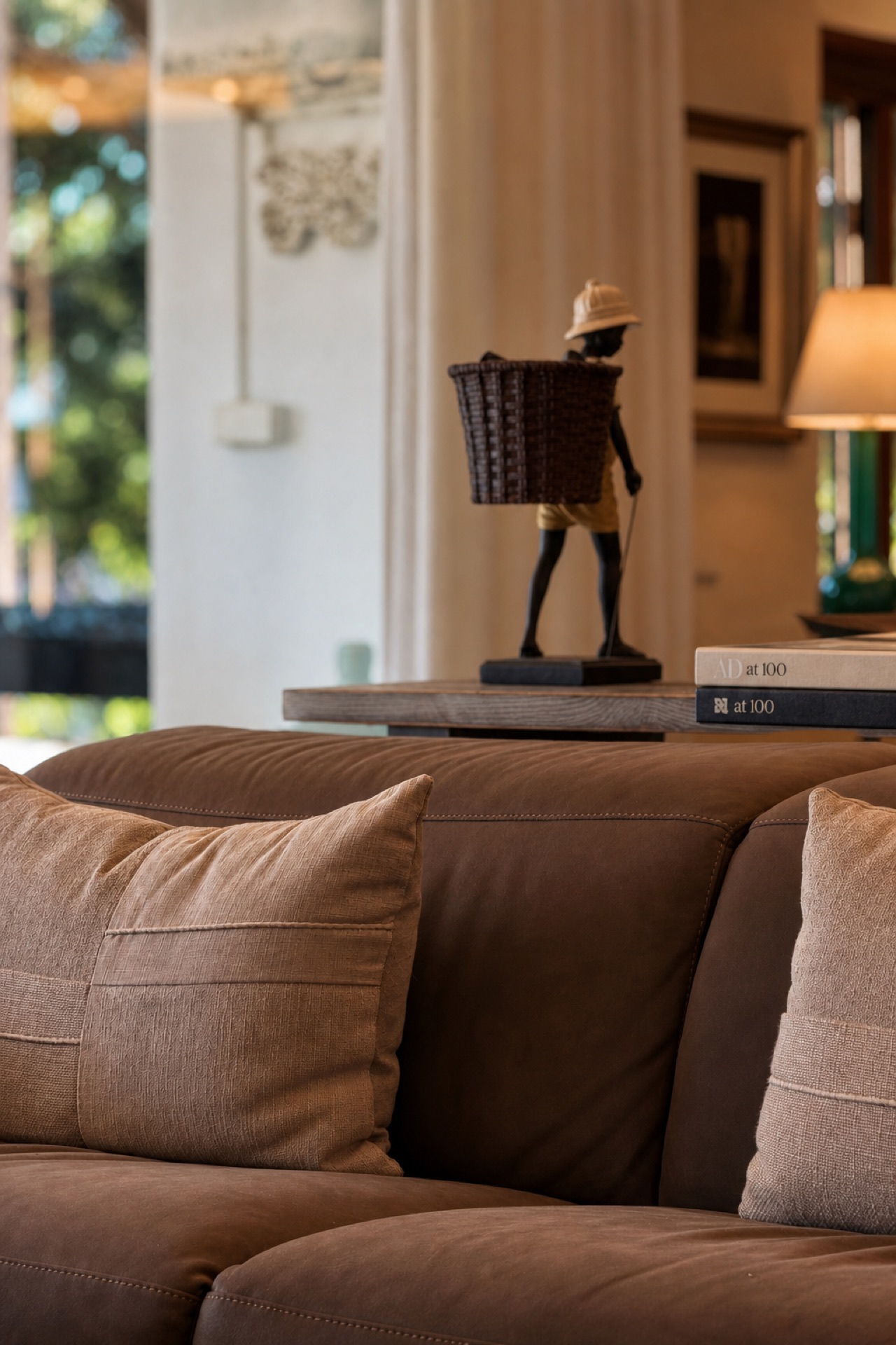 Sofa detail warm styled living room at the La Isla penthouse