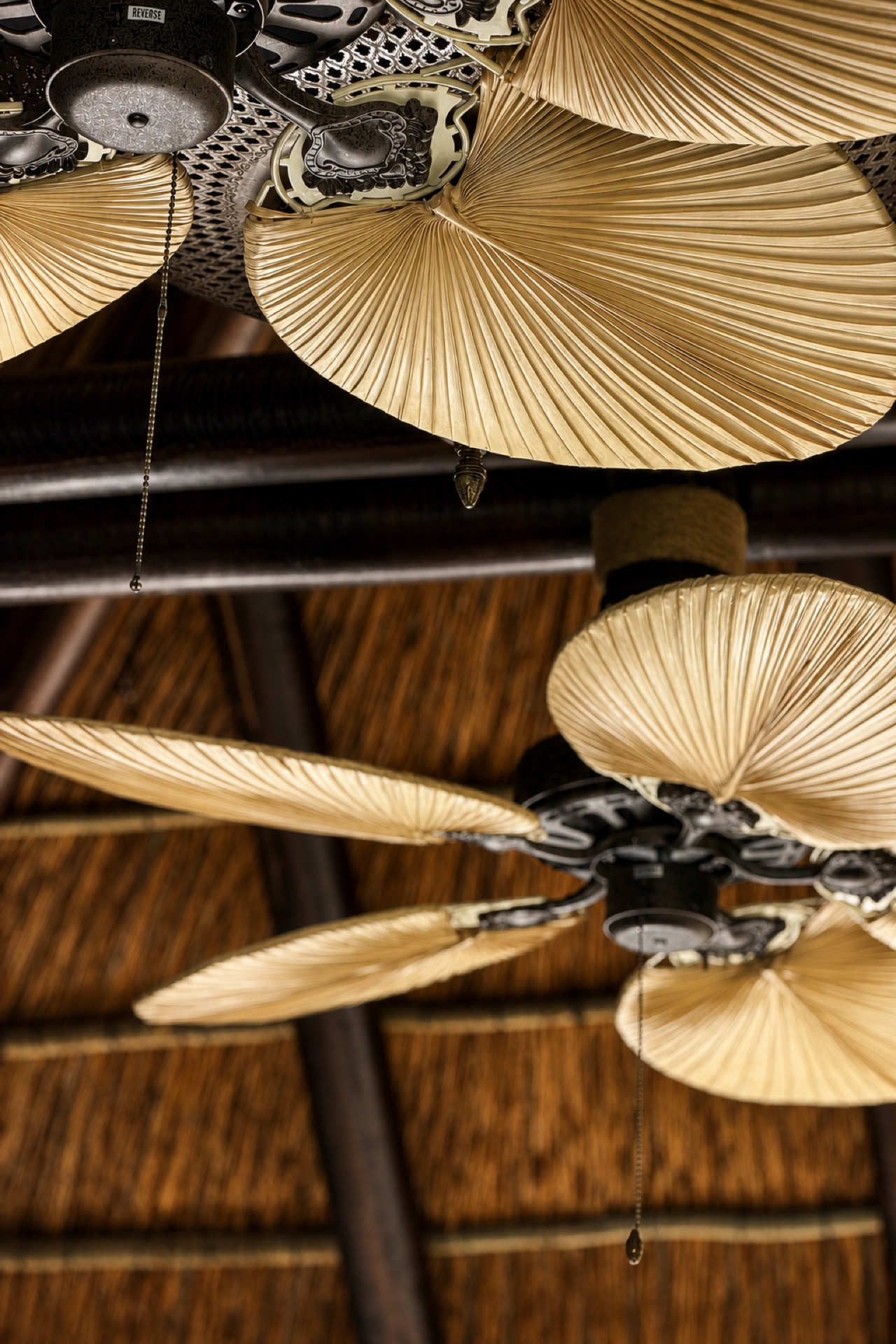 Thatched ceiling fan detail at the La Isla penthouse